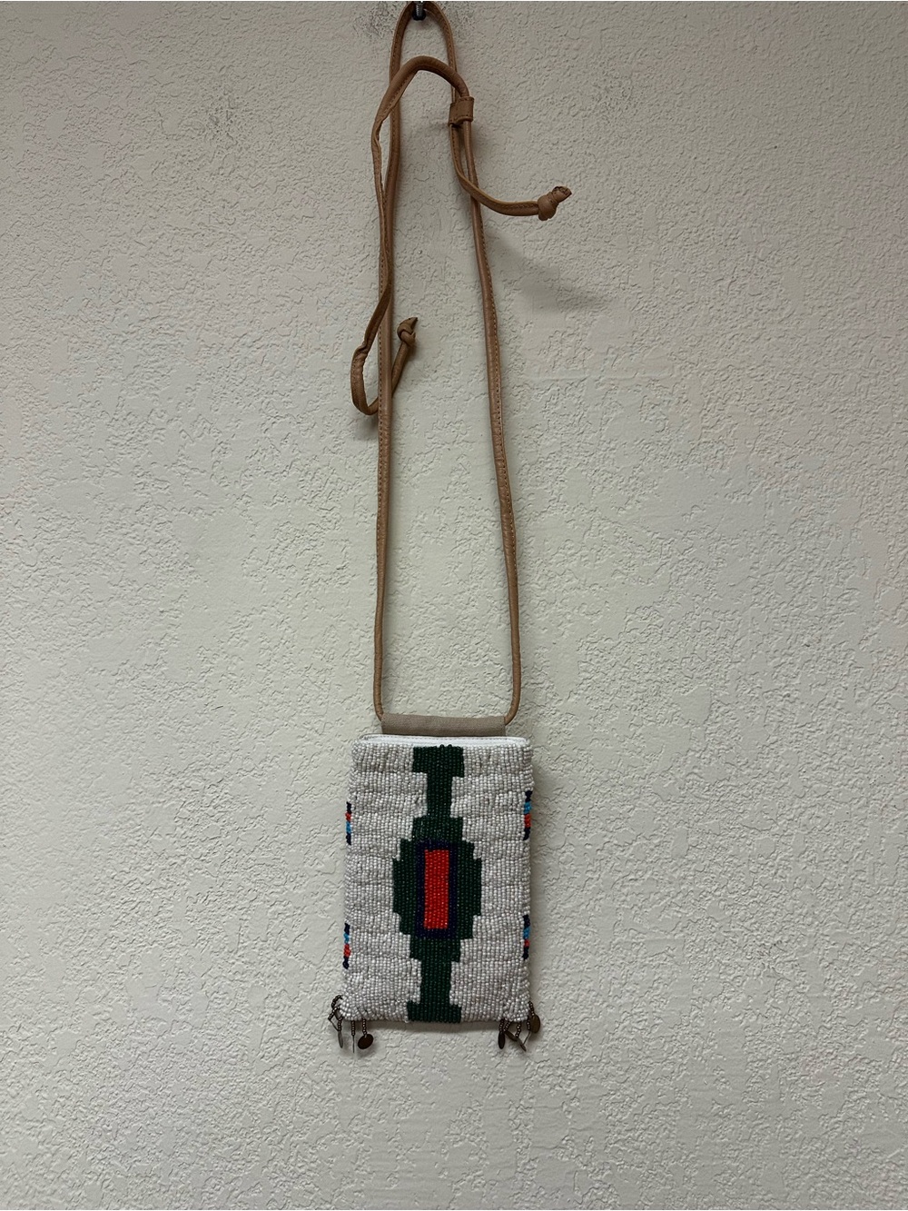 Free People White Beaded Mini Crossbody with Green and Red Motif - Picture 2 of 3